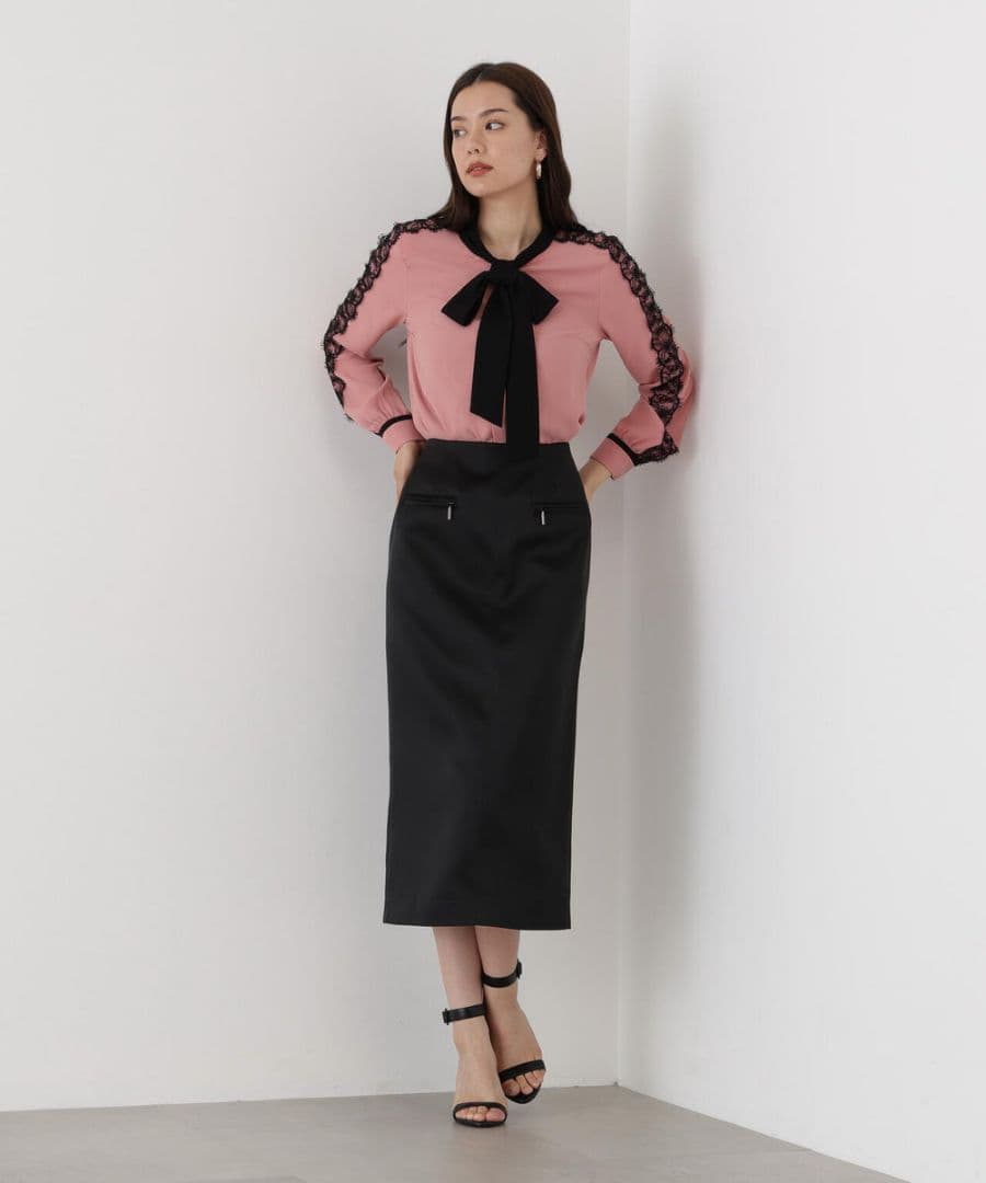 レースコンビバイカラーリボンブラウス 36