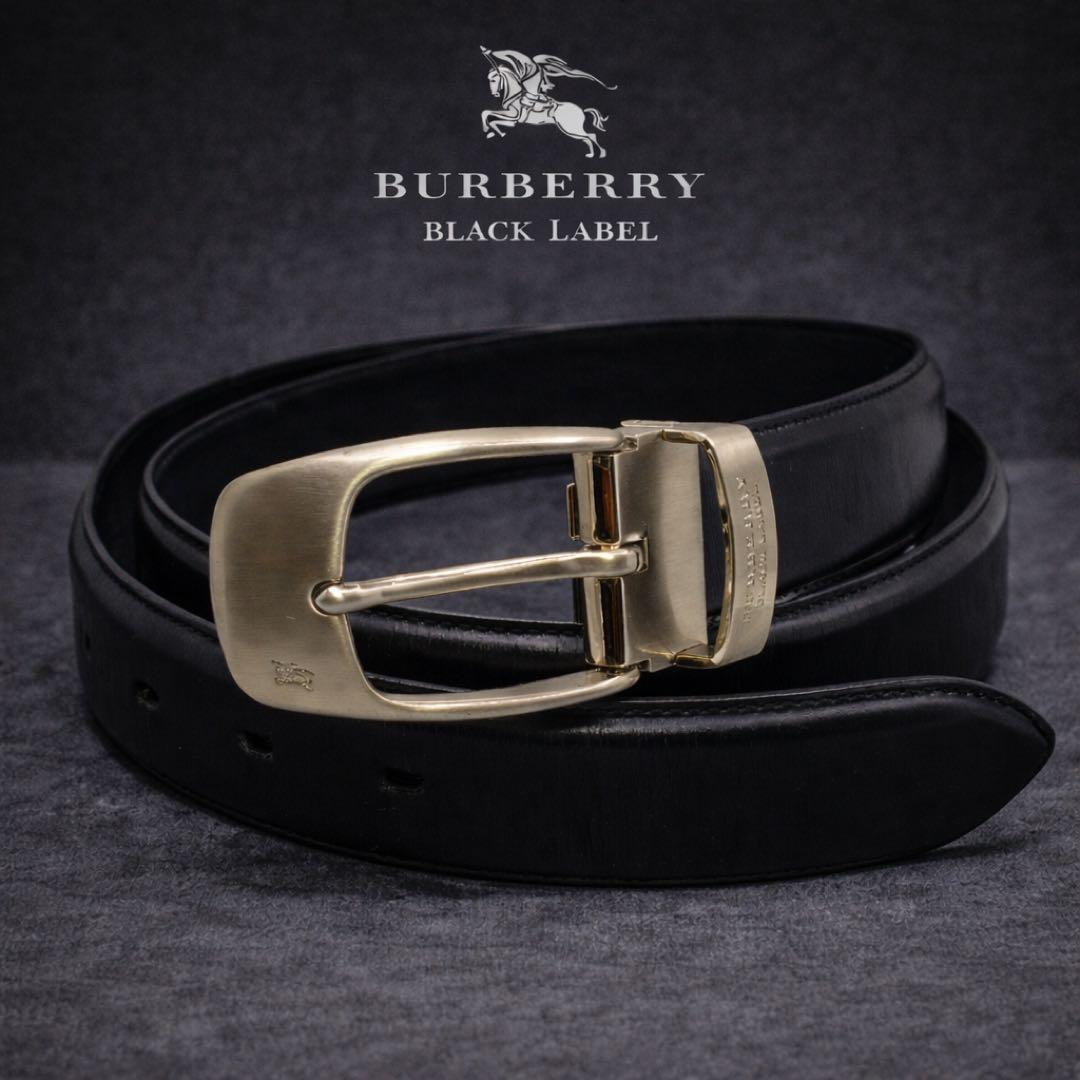 美品！Burberry Black Label ブラックレザーベルト