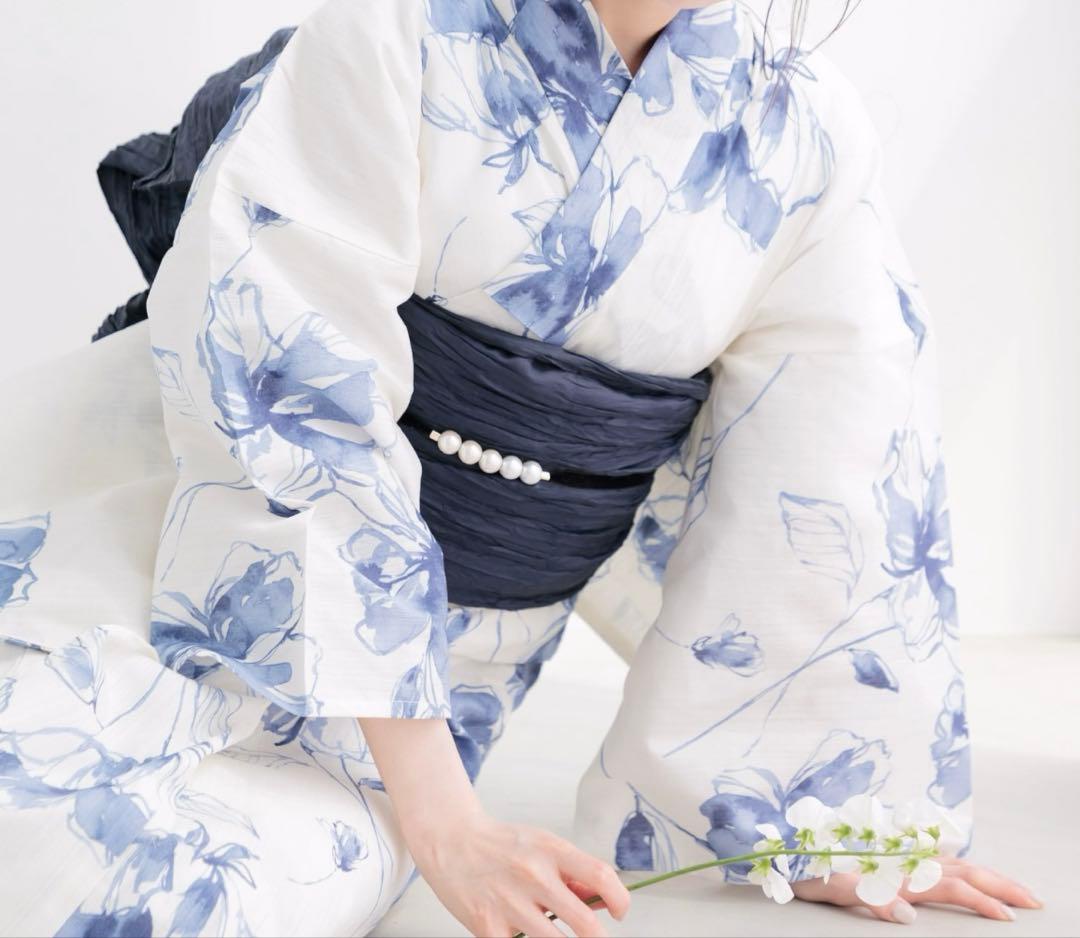花柄浴衣・帯 下駄セット