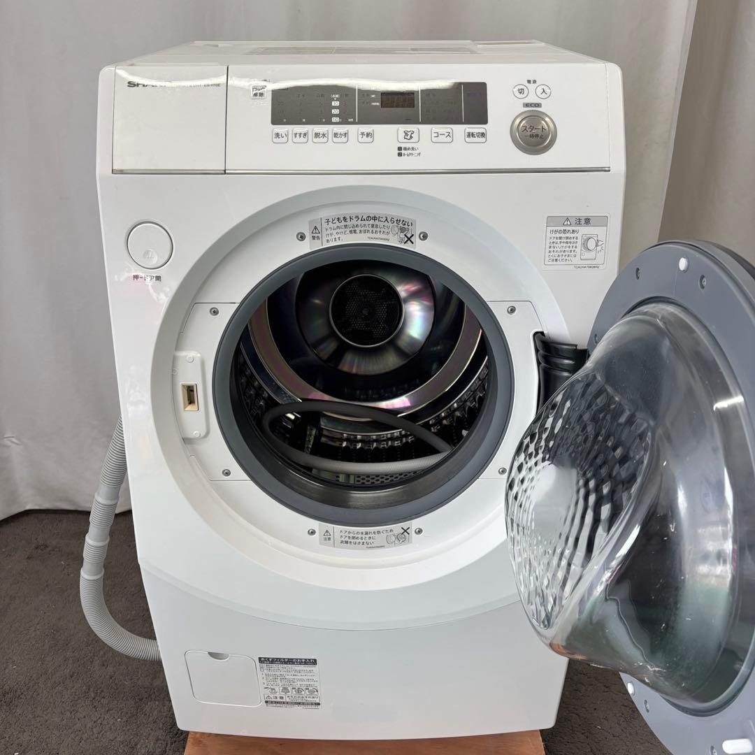 ★942　ドラム式洗濯機　SHARP　10キロ　右開　安い　綺麗　設置無料　中古