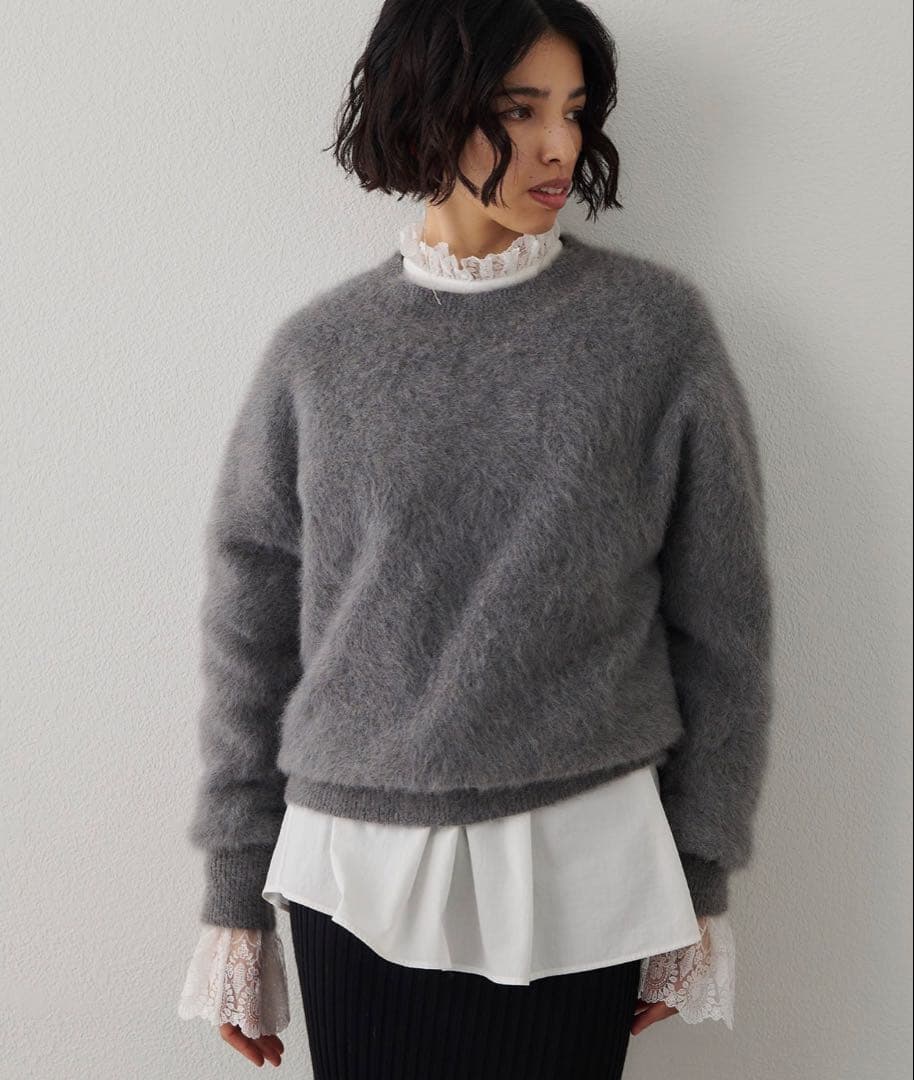 whim Gazette ウィムガゼット ファーニットプルオーバー グレー