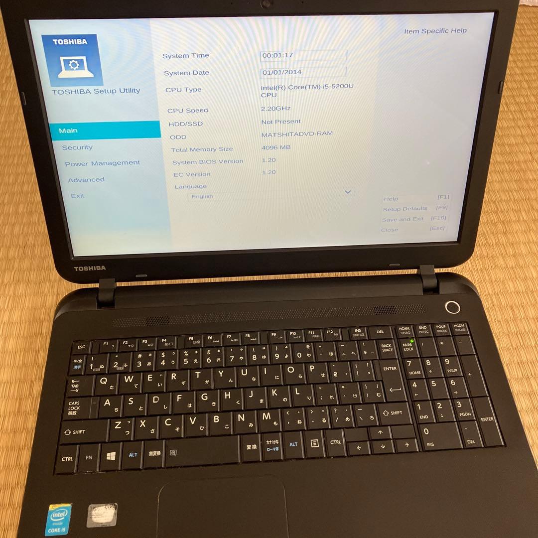 ノートパソコン　ダイナブック　HDD取り外し済