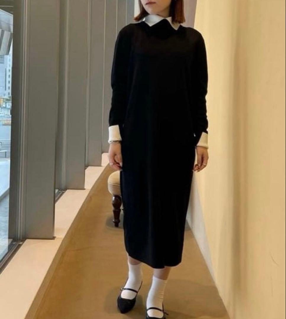 美品✨ROOM NO.8 BLACK / ニードル バイカラー カフス ドレス
