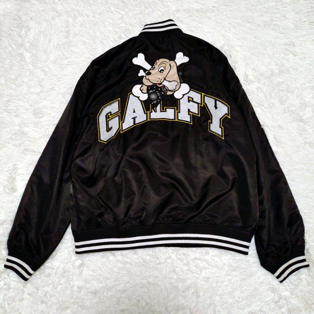 GALFY コーチジャケット スタジャン 黒 クロスボーン 骨 デカロゴ 中型犬
