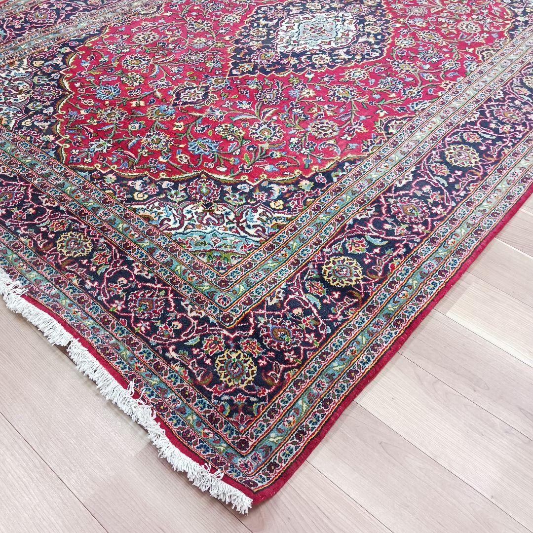 Y3053 高級ペルシャ絨毯 カシャーン産 ウール100% 手織 大判 299㎝