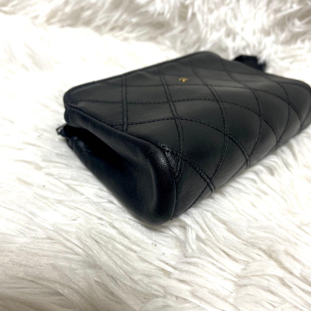 シャネル ビコローレ ポーチ 小物入れ マトラッセ ココマーク レザー 黒