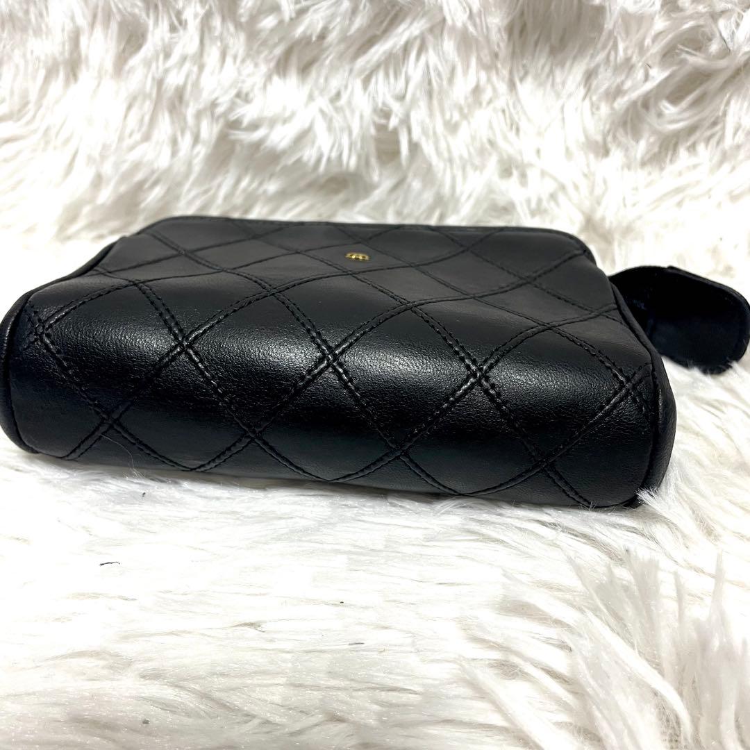 シャネル ビコローレ ポーチ 小物入れ マトラッセ ココマーク レザー 黒