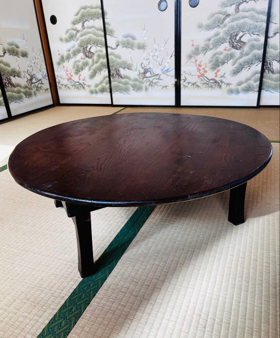 昭和レトロ　折りたたみ丸いちゃぶ台