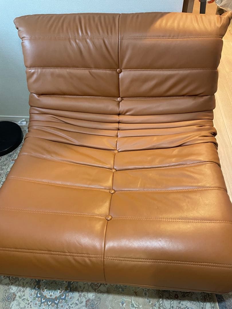 耐摩擦レザー 1人掛けソファ キャタピラソファ きつね色