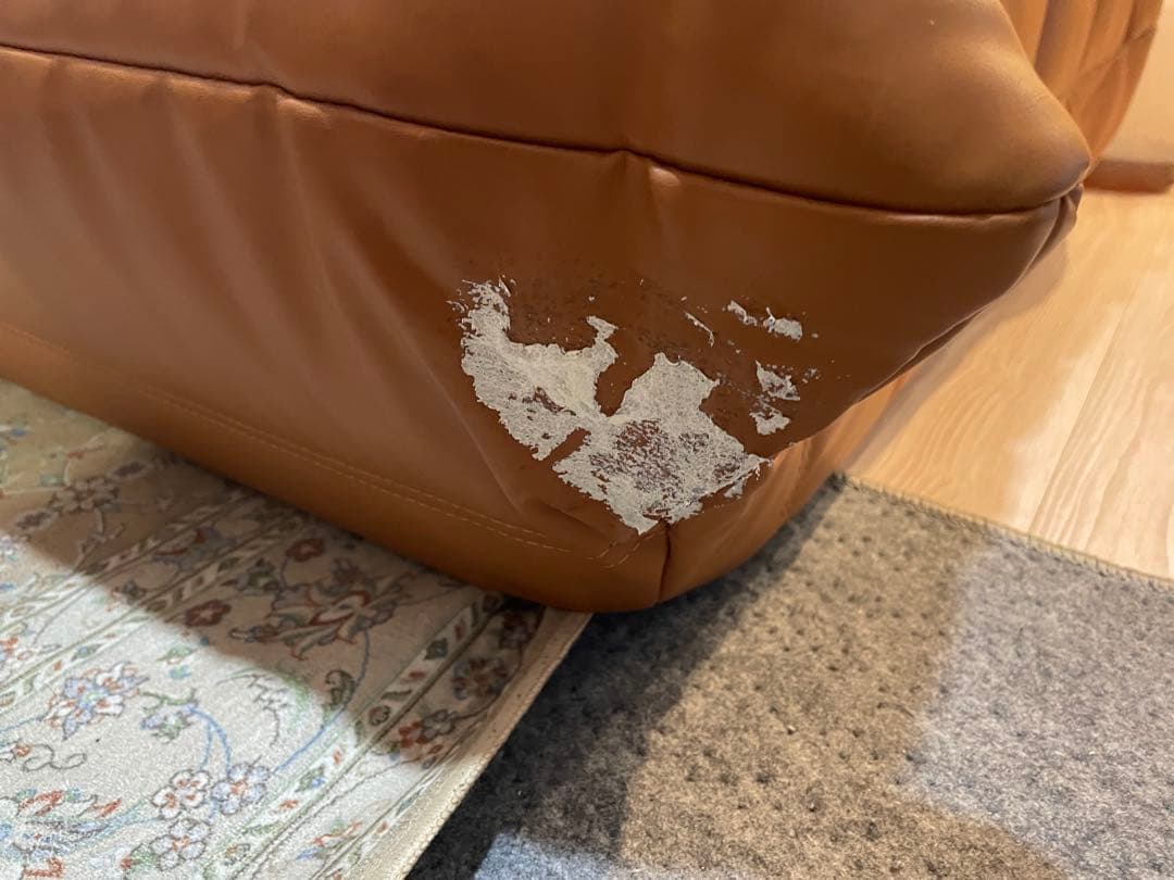 耐摩擦レザー 1人掛けソファ キャタピラソファ きつね色