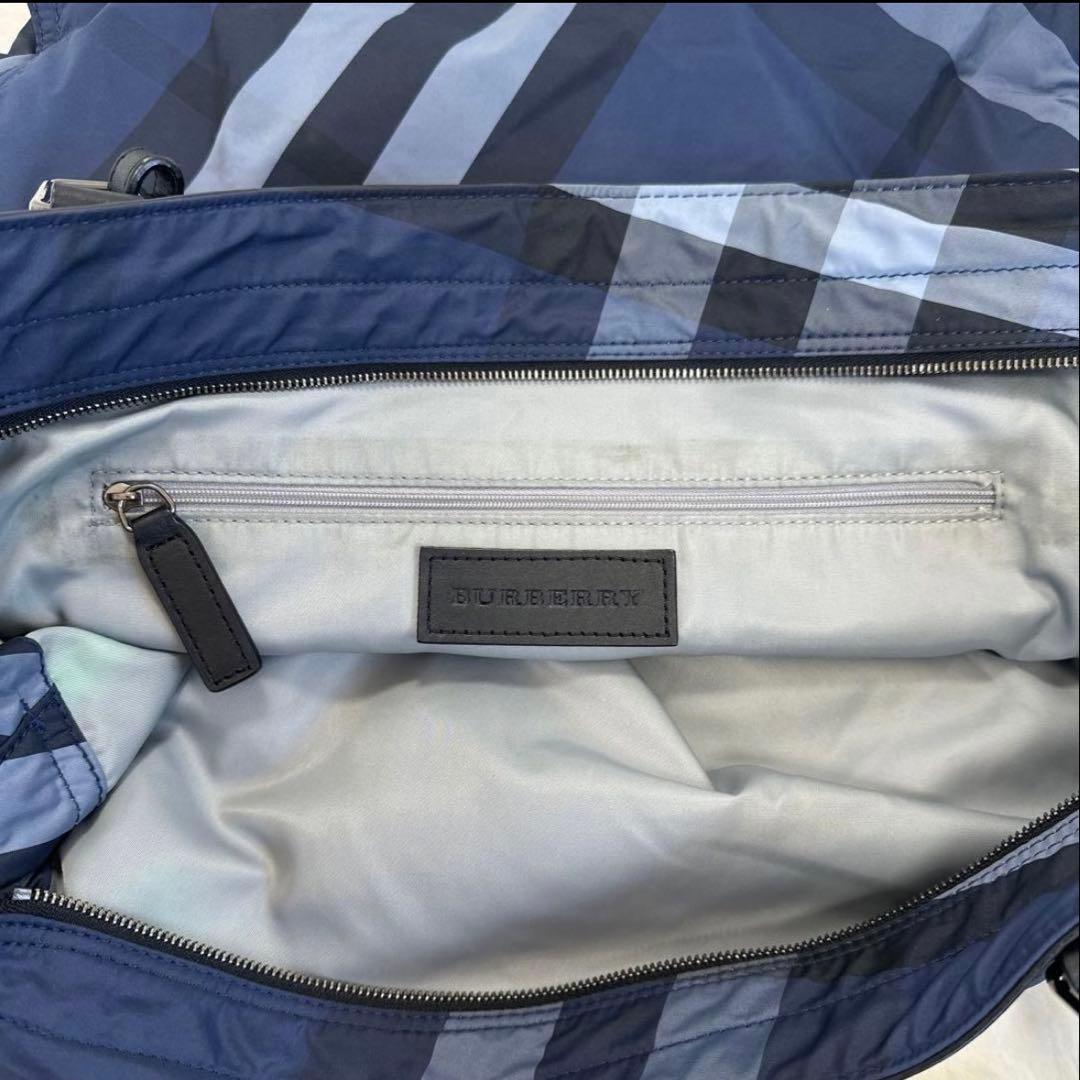 【値下げ】バーバリー　トートバッグ　ホースロゴメガチェックブルー