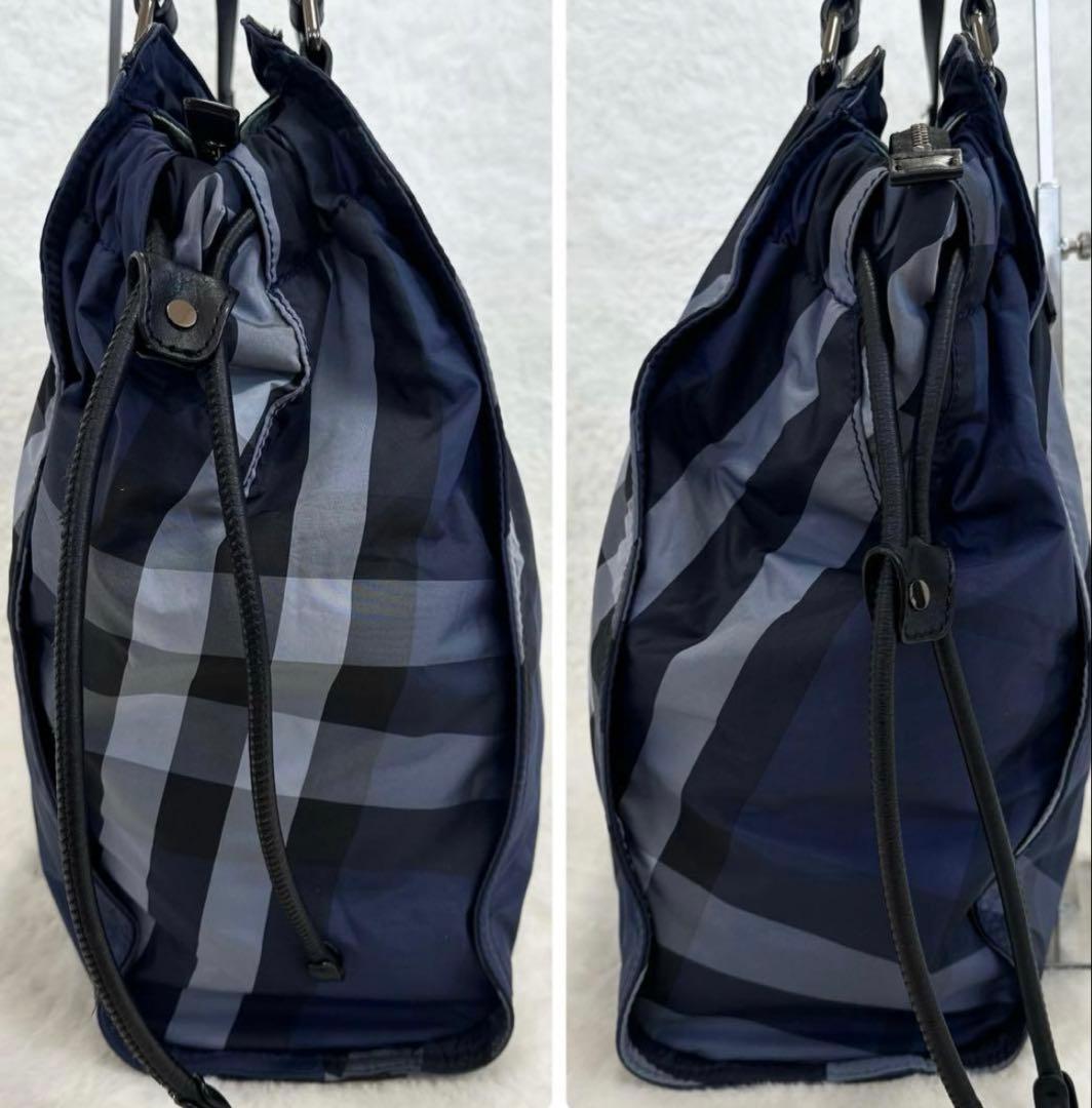 【値下げ】バーバリー　トートバッグ　ホースロゴメガチェックブルー