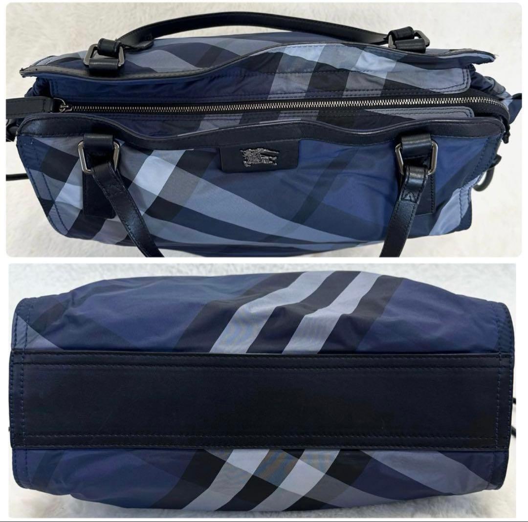 【値下げ】バーバリー　トートバッグ　ホースロゴメガチェックブルー