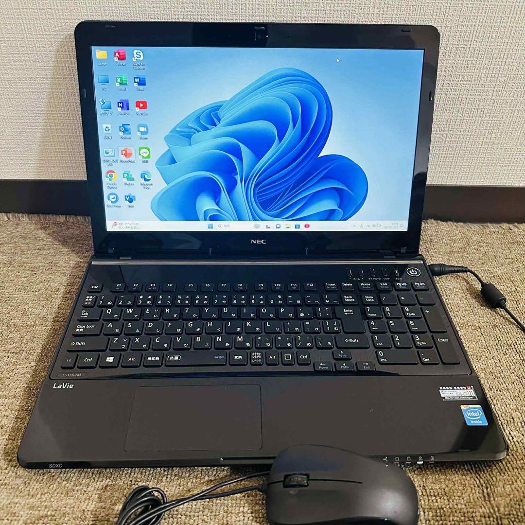 S180 NECノートパソコンSSD高速WEBカメラWindows11オフィス付