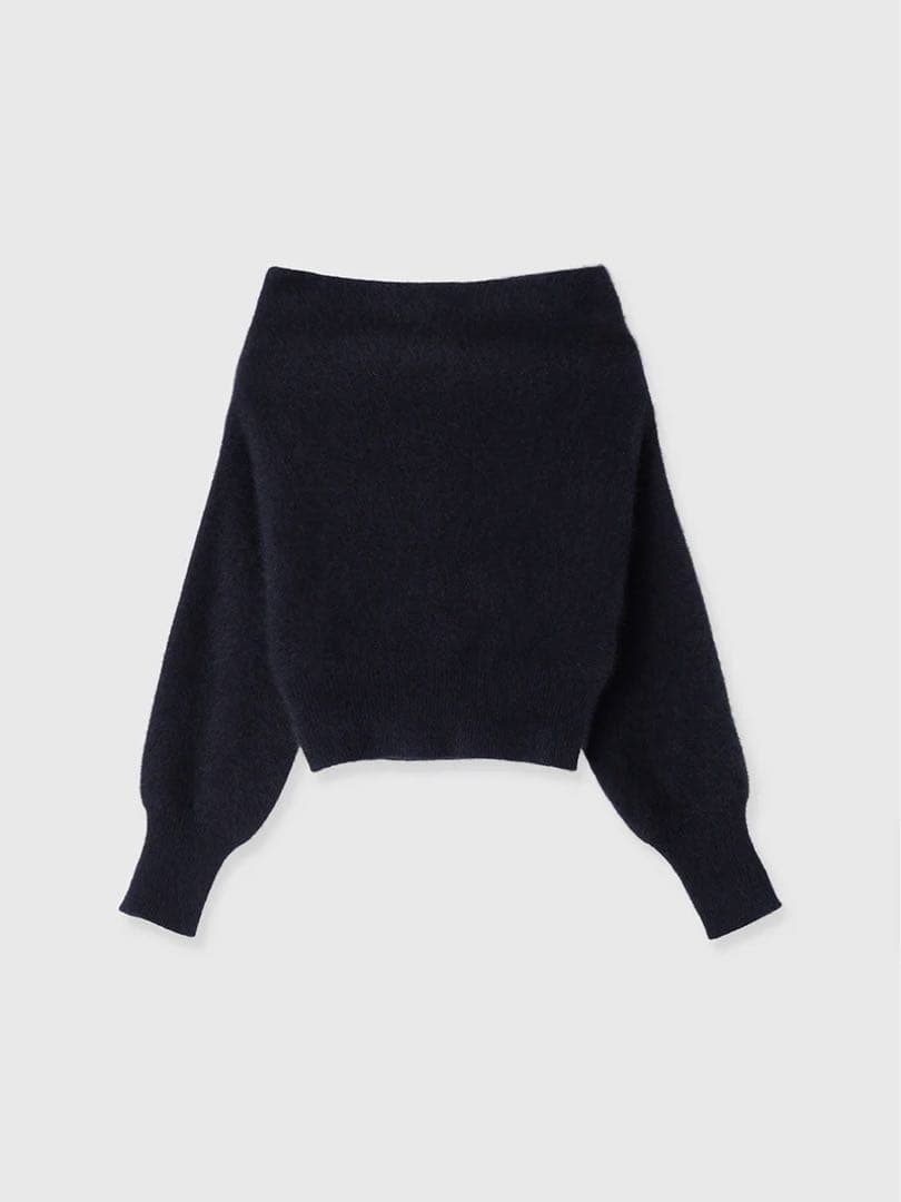 anuaus ラクーンフォックスオフショルニットプルオーバー　ネイビー