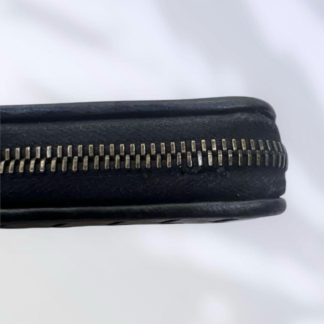 【美品】 ボッテガヴェネタ イントレチャートラウンドファスナー 黒 ケース