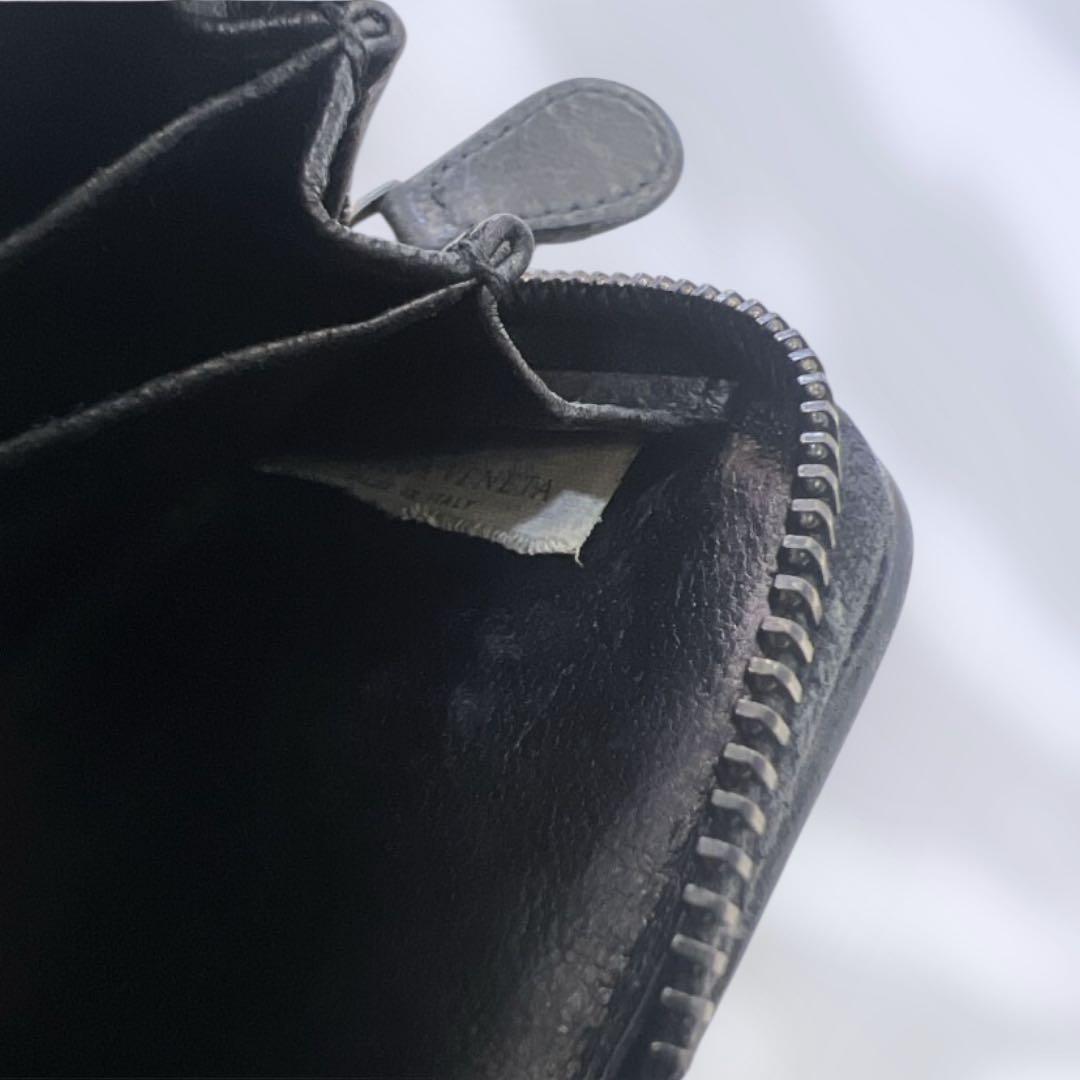 【美品】 ボッテガヴェネタ イントレチャートラウンドファスナー 黒 ケース