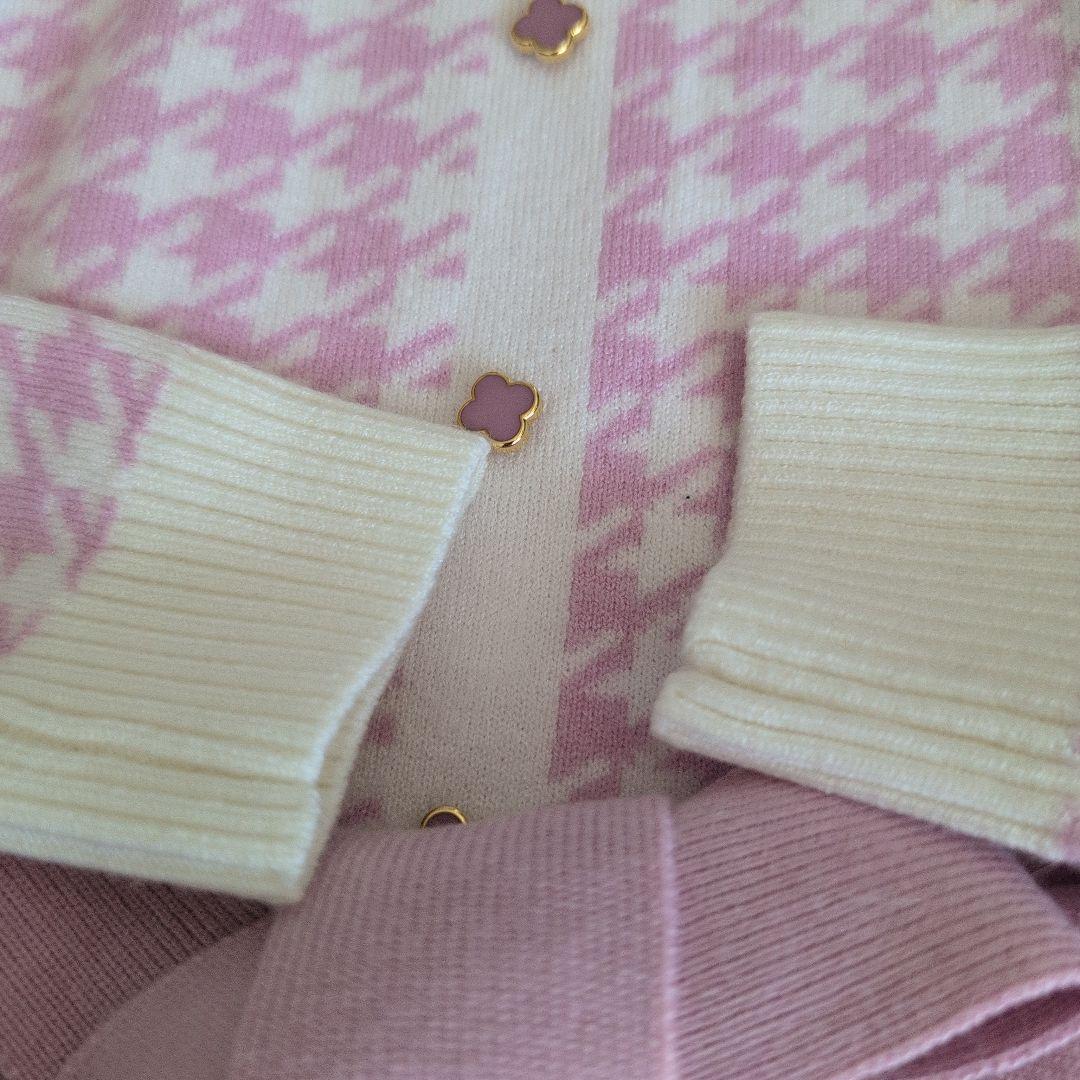 ケイトスペード　ニューヨーク　千鳥柄 プリーツニットワンピース　ピンク