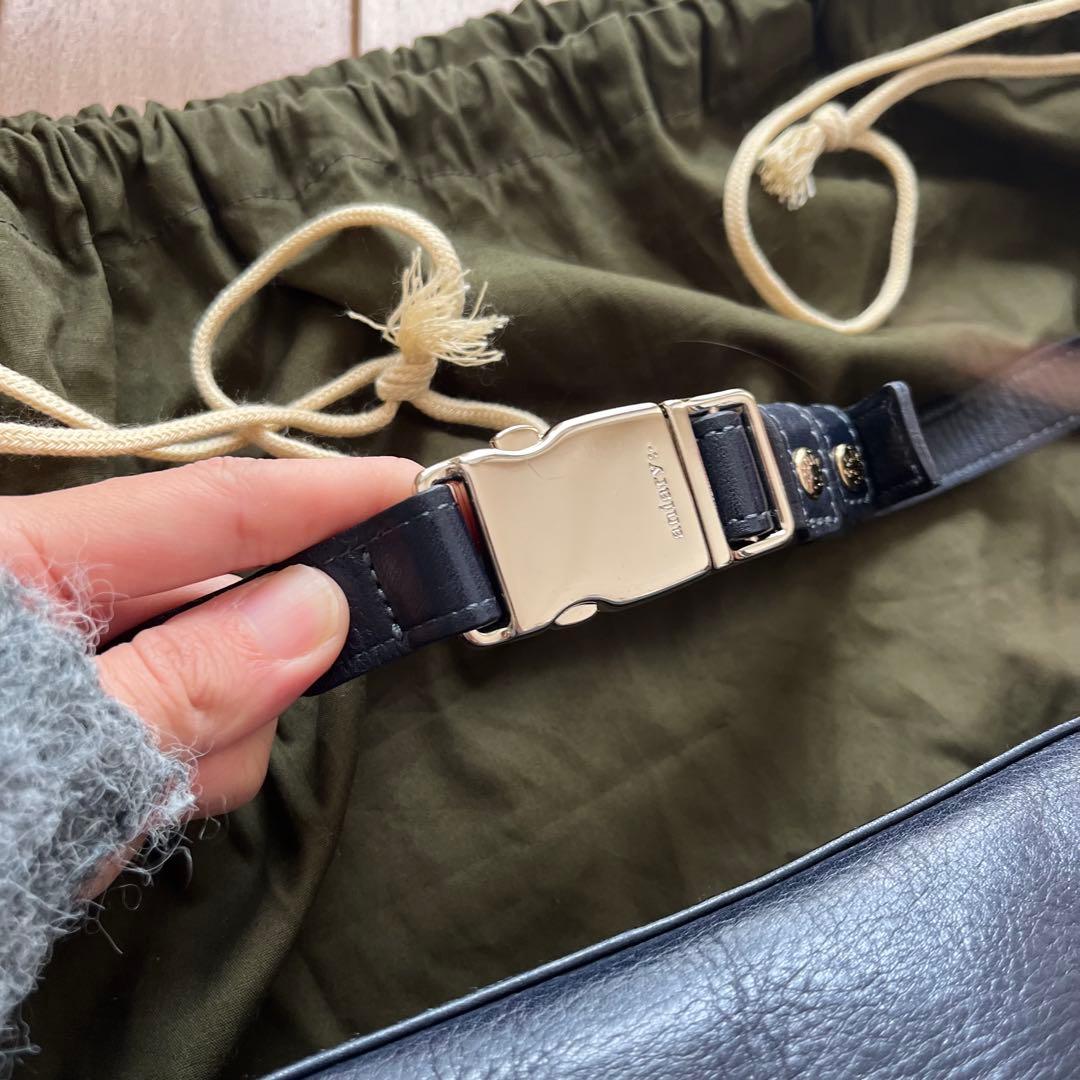 美品aniary ボディーバッグ ウエストバッグ レザー クロスボディ ネイビー