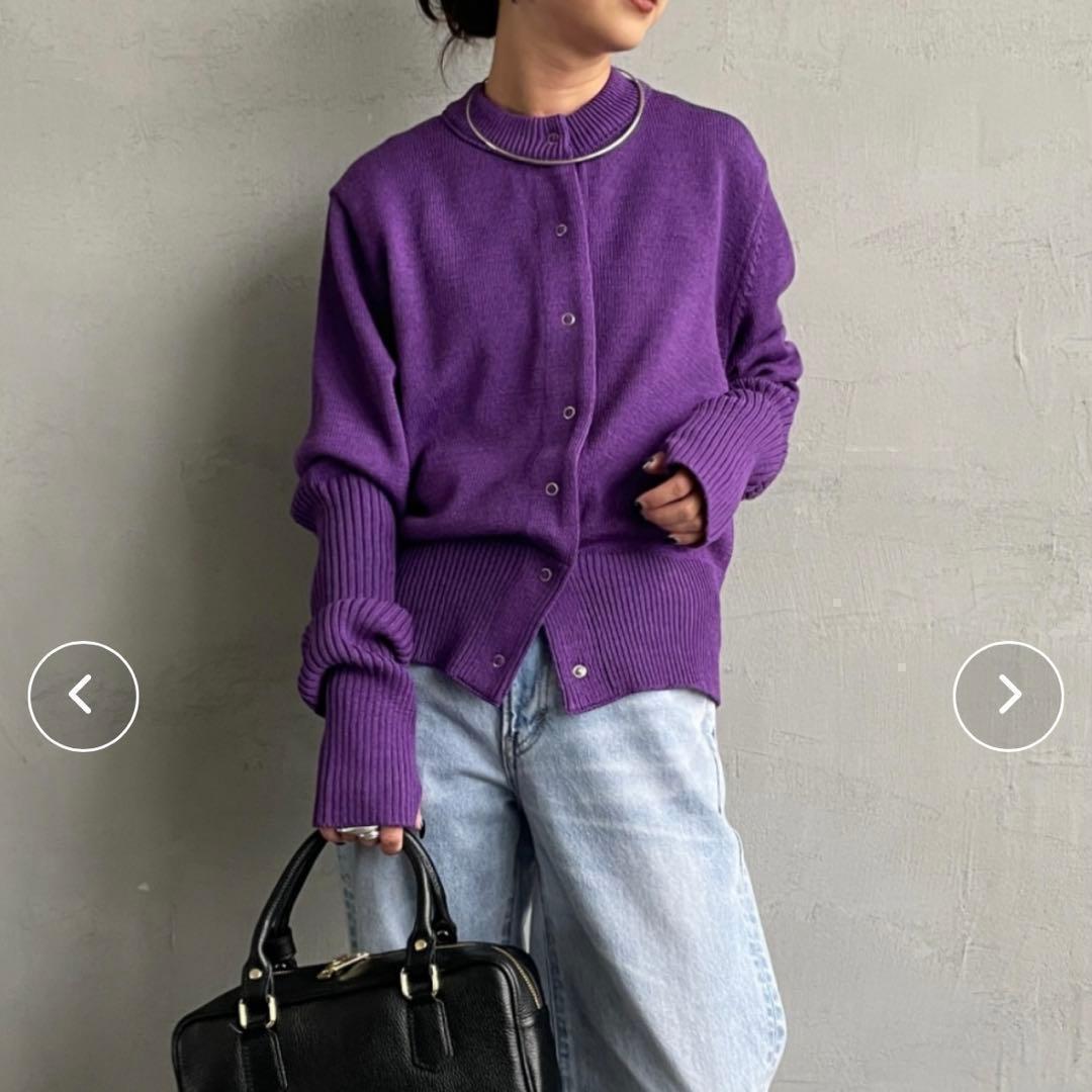 【美品】THE SHINZONE シンゾーン クルーネック 袖リブカーディガン