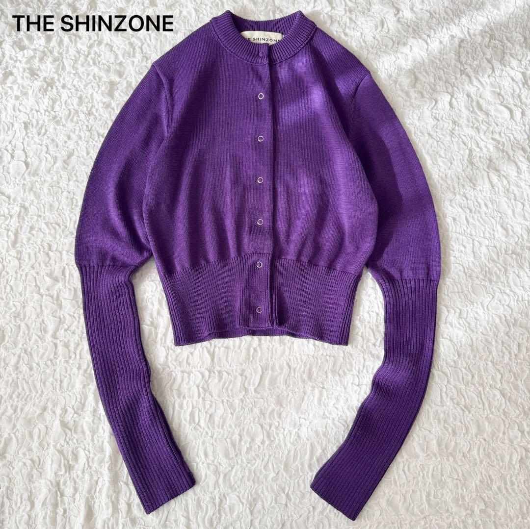 【美品】THE SHINZONE シンゾーン クルーネック 袖リブカーディガン