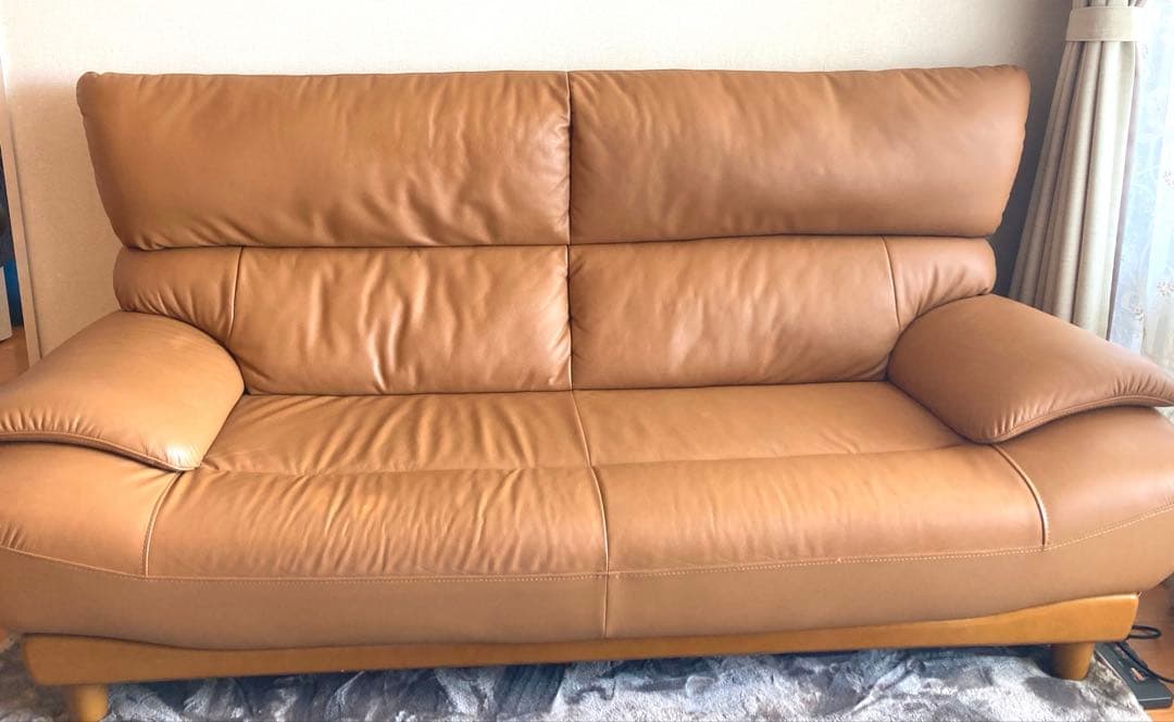 3人掛けソファ・キャメル・レザー