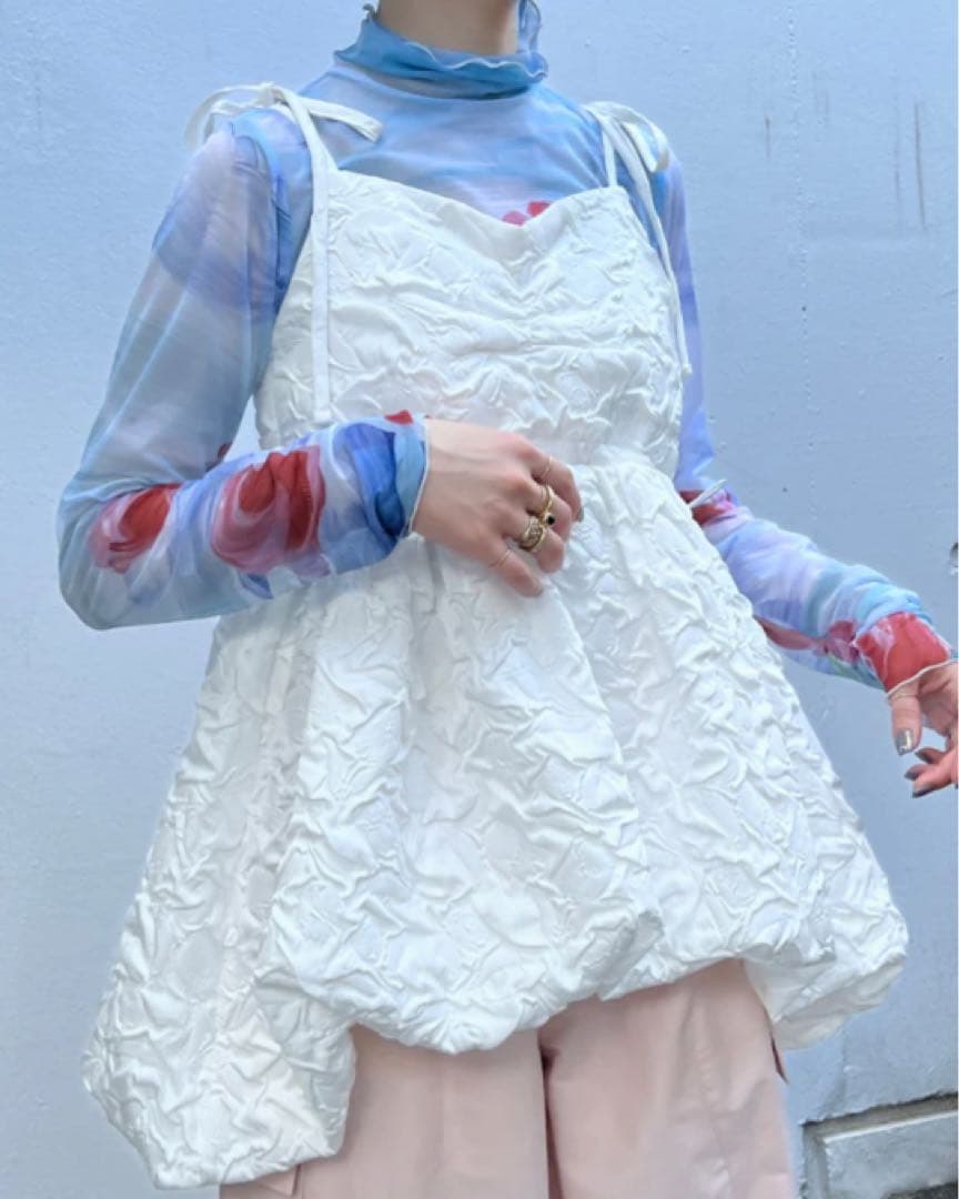 トップス Balloon cami tunic (White)