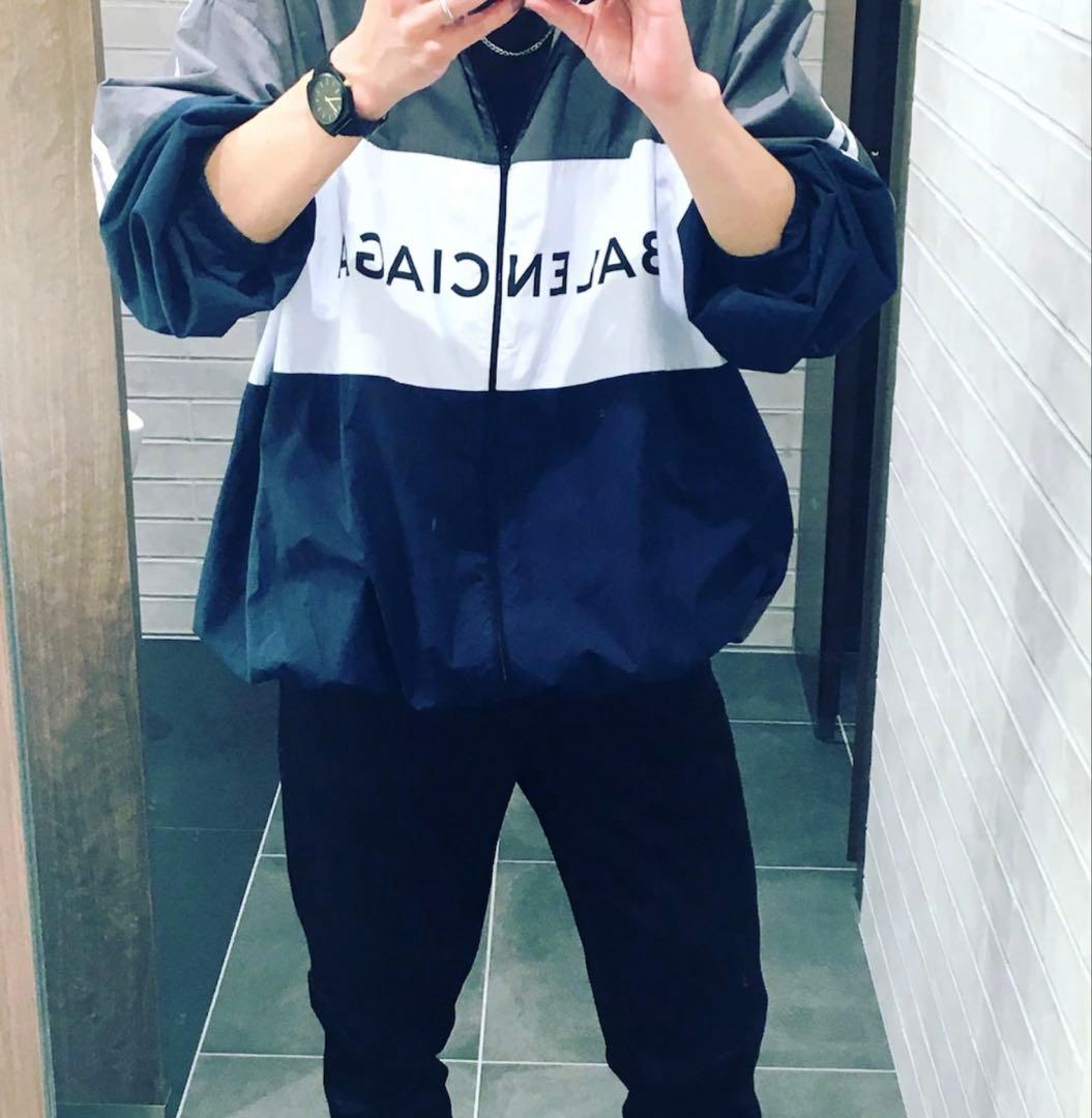 BALENCIAGA ナイロンジャケット グレー・ネイビー Lサイト最安値