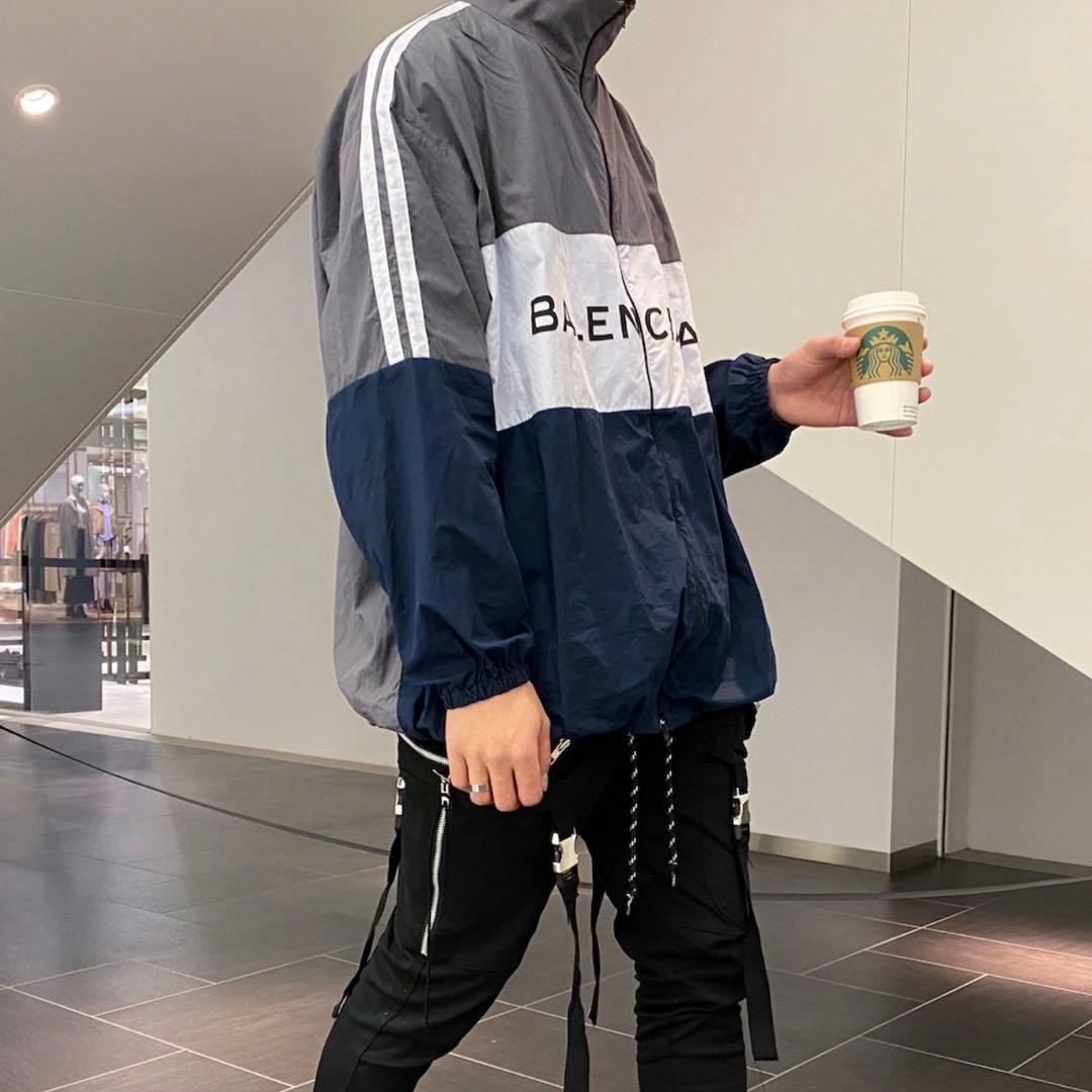 BALENCIAGA ナイロンジャケット グレー・ネイビー Lサイト最安値