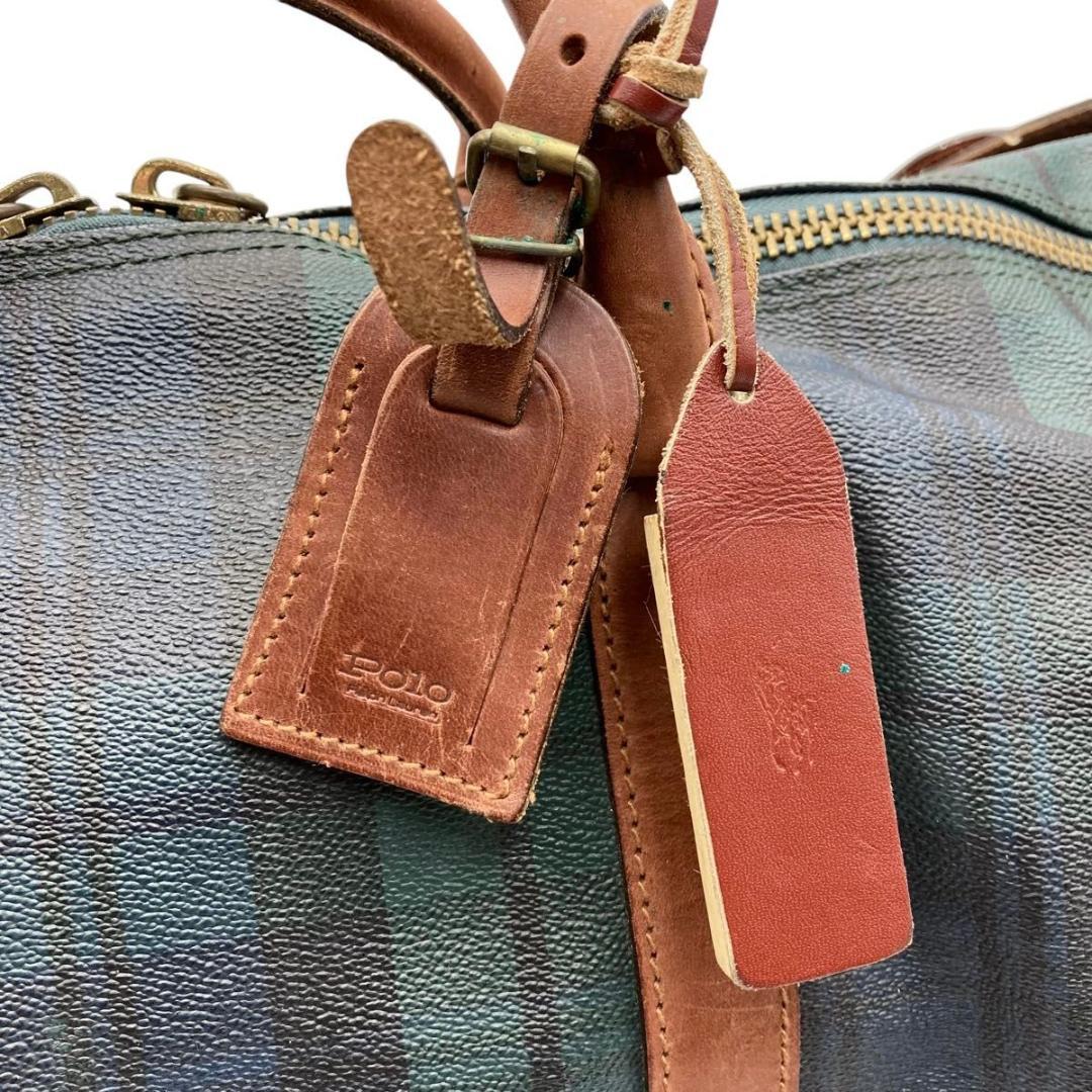 ポロラルフローレン ボストンバッグ 2way チェック柄　PVC ブラシ付き