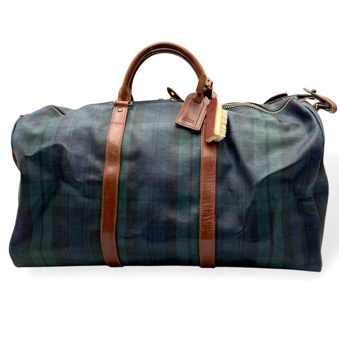 ポロラルフローレン ボストンバッグ 2way チェック柄　PVC ブラシ付き