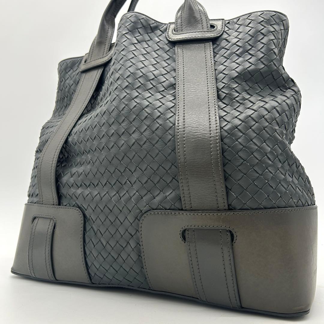 【美品】ボッテガヴェネタ トートバッグ イントレチャート 本革 グレー
