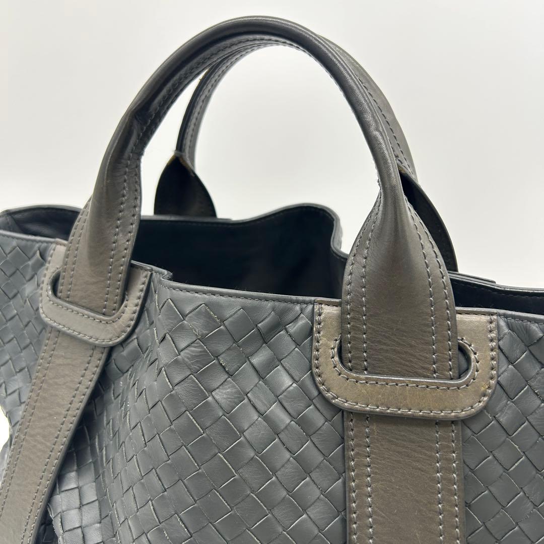 【美品】ボッテガヴェネタ トートバッグ イントレチャート 本革 グレー