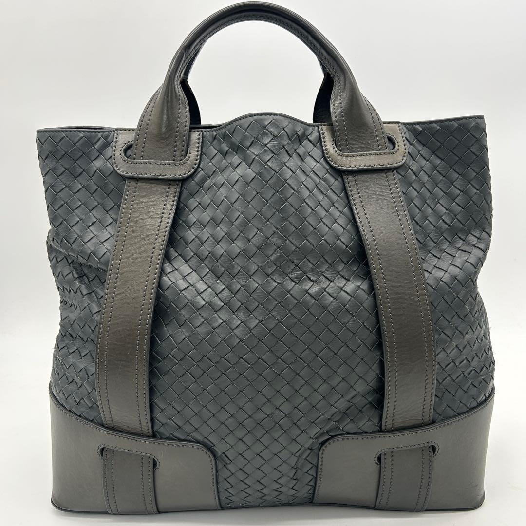 【美品】ボッテガヴェネタ トートバッグ イントレチャート 本革 グレー