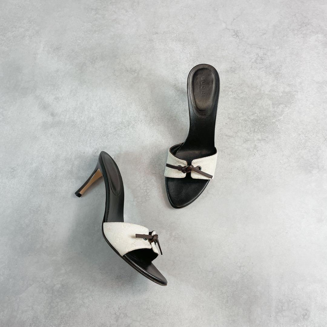 靴 Vintage Gucci Monogram Bow Mules 36 1/2