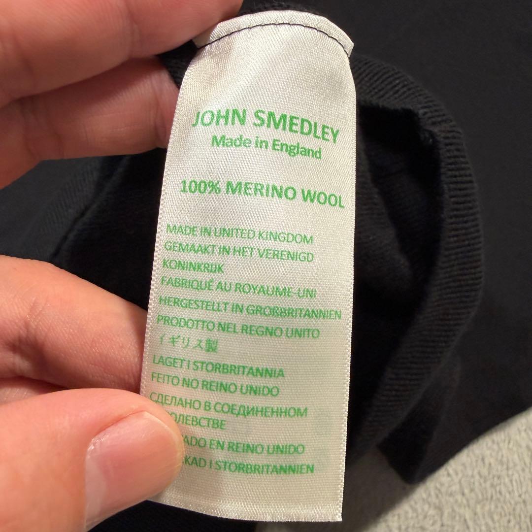 ジョンスメドレー　ブラック　モックネック　ニット　Sサイズ　メリノウール