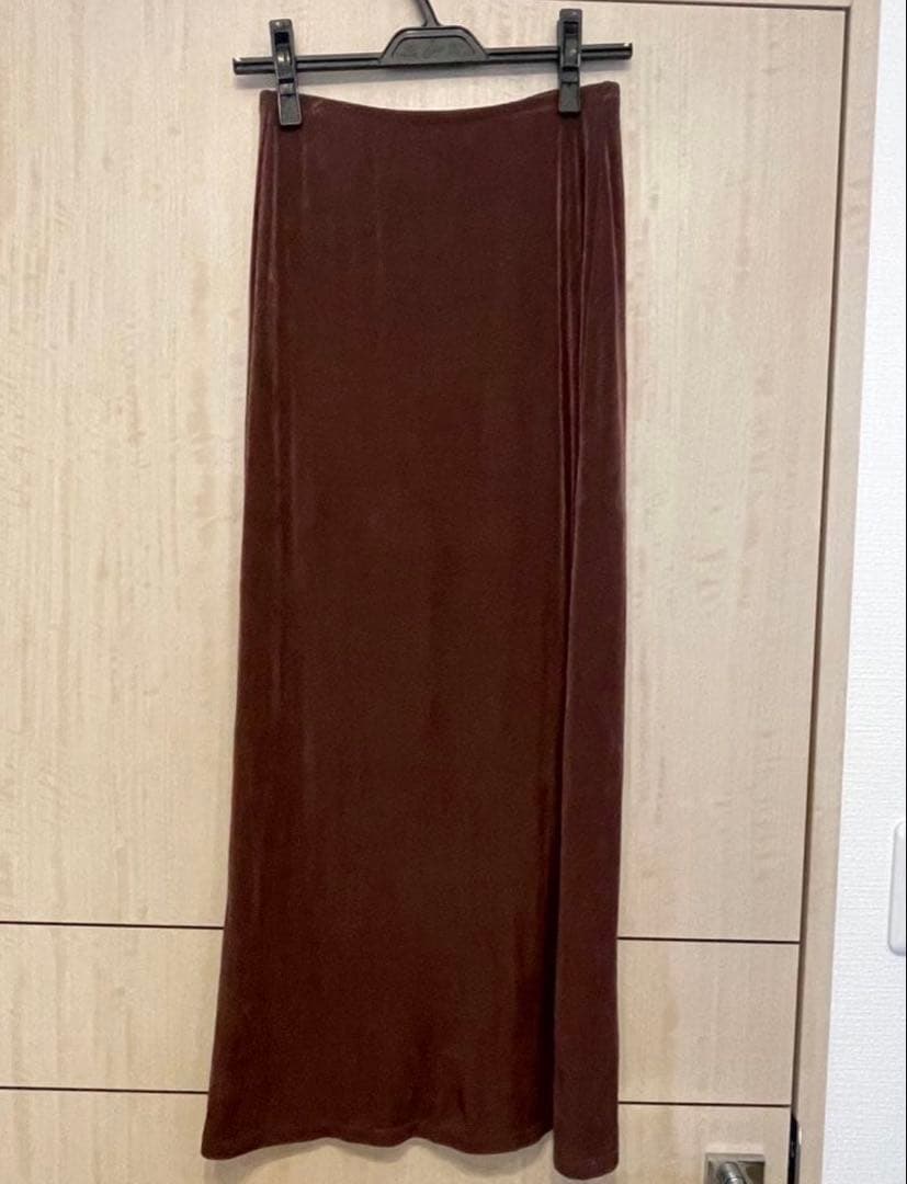 新品　anuans アセテートカットナロースカート　ベロア　アニュアンズ