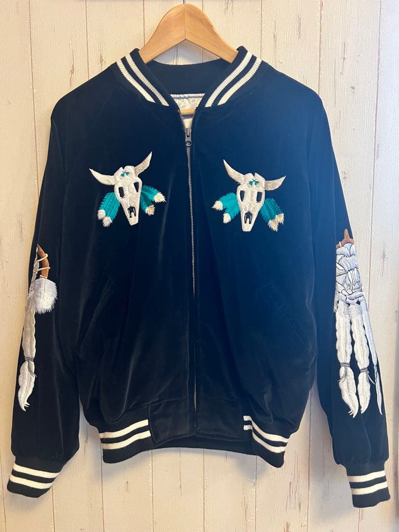 M*o様 値下　限定品希少　スカジャン 黒　別珍　刺繍　老舗プリンス社55周年