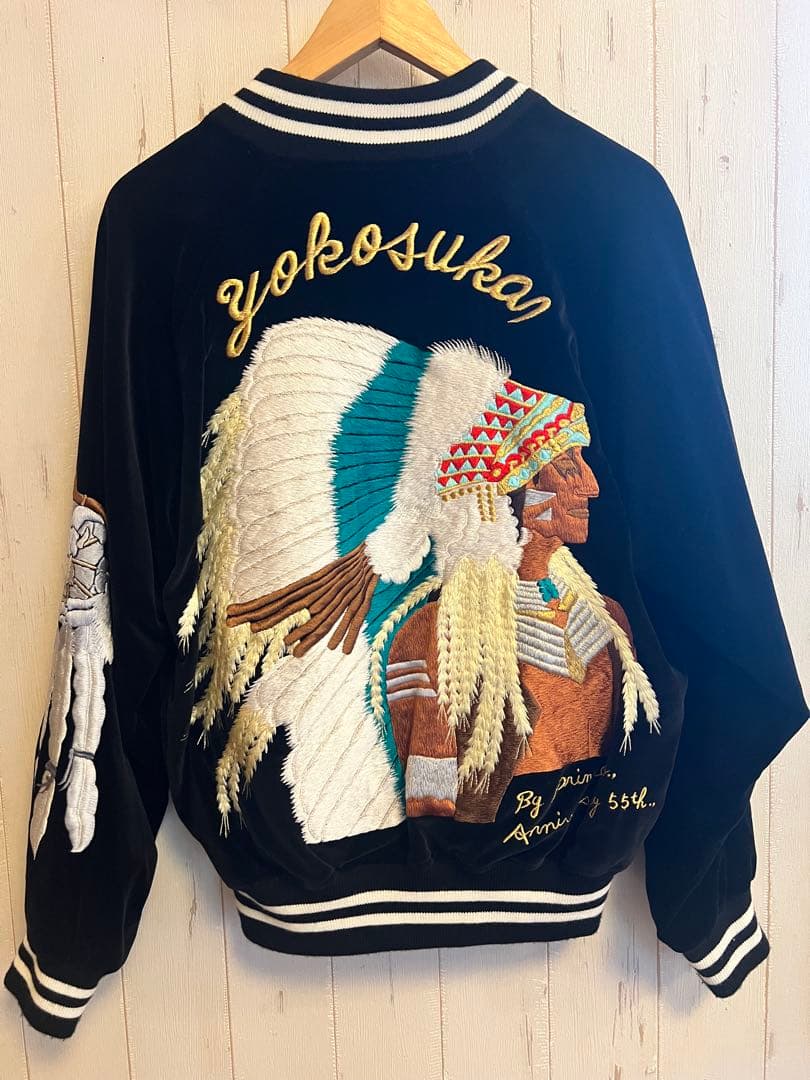 M*o様 値下　限定品希少　スカジャン 黒　別珍　刺繍　老舗プリンス社55周年