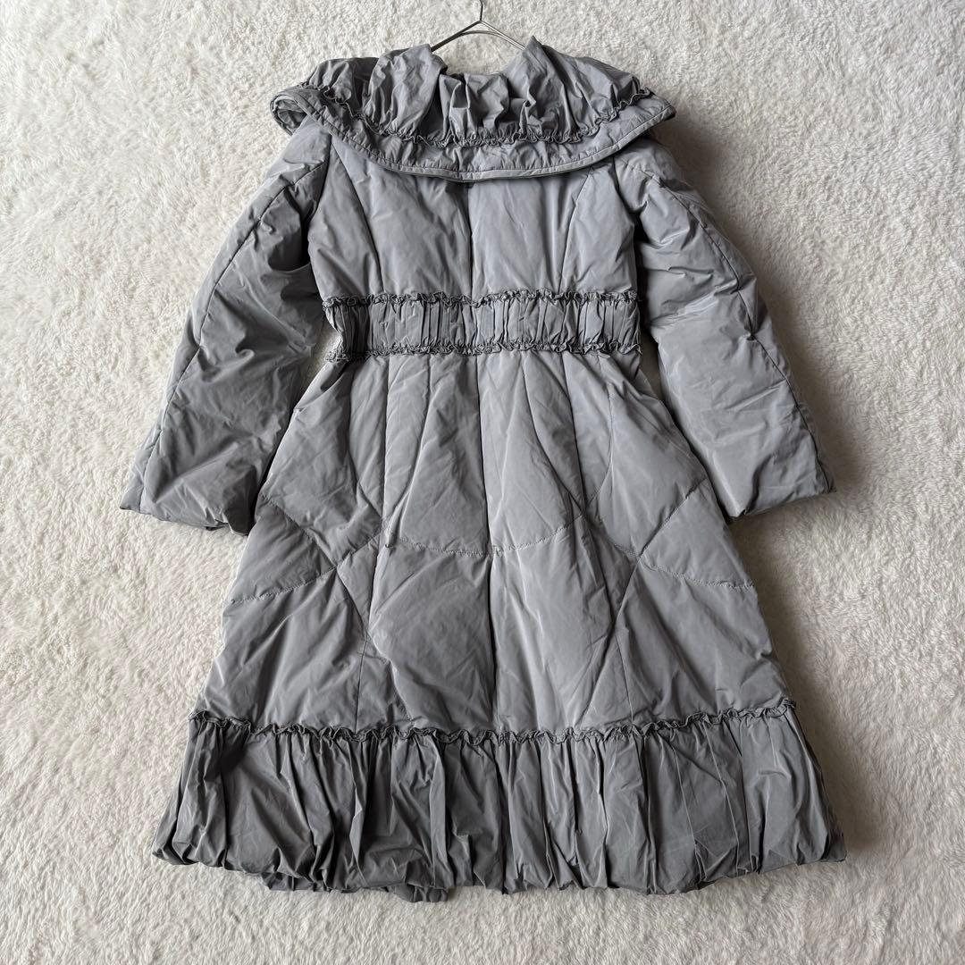 ヒロココシノ ロングダウンコート 女優襟 インナーダウン付 38グレー 美品