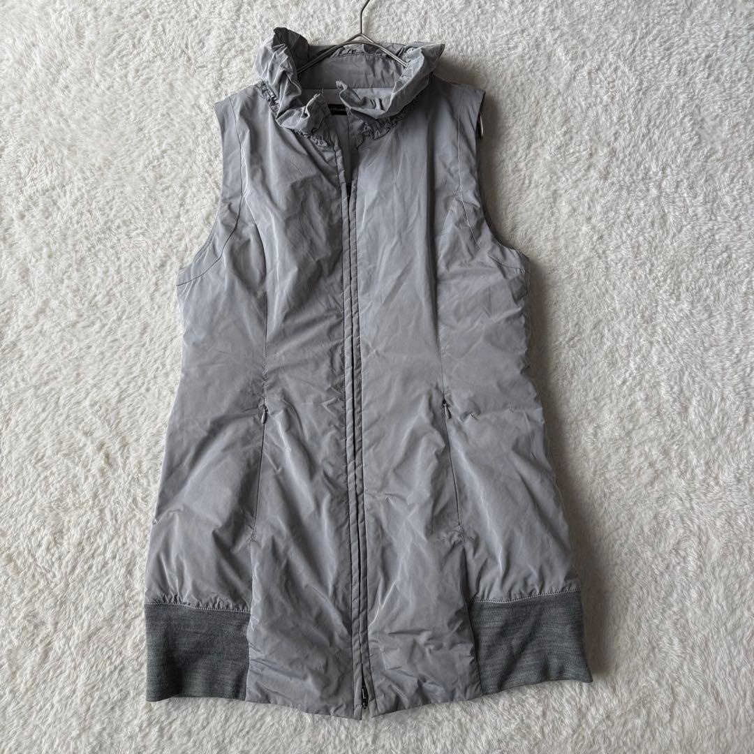 ヒロココシノ ロングダウンコート 女優襟 インナーダウン付 38グレー 美品