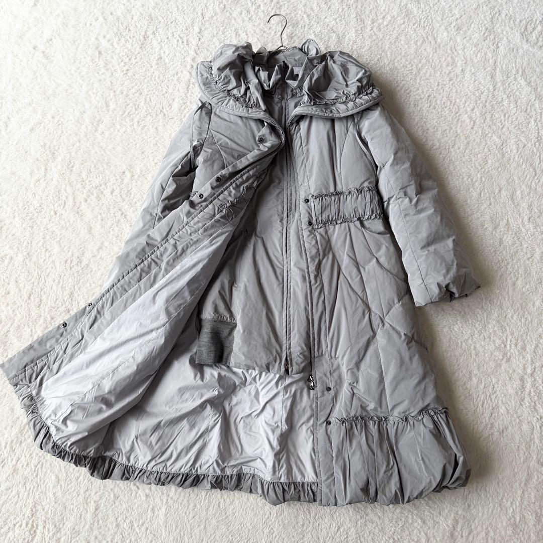 ヒロココシノ ロングダウンコート 女優襟 インナーダウン付 38グレー 美品