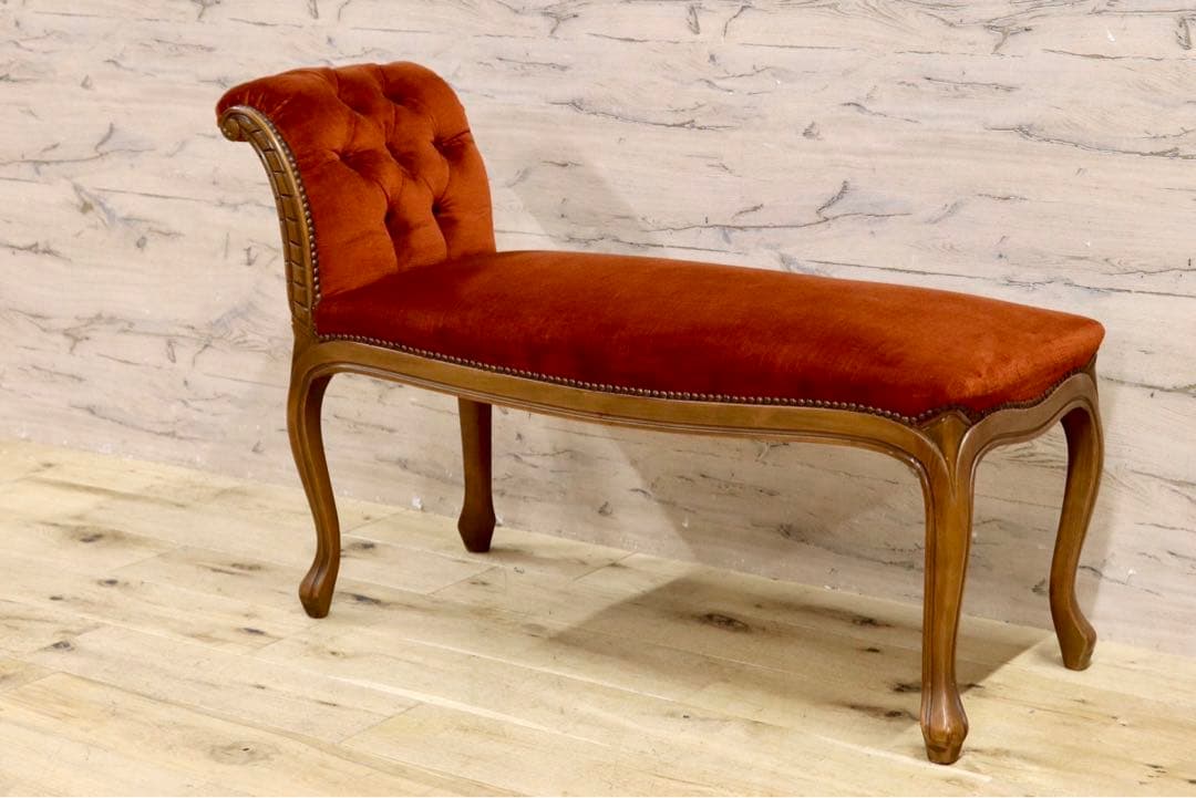 GMIS115A○イタリア製 片肘ベンチ 2人掛けソファー ファブリック 鋲打