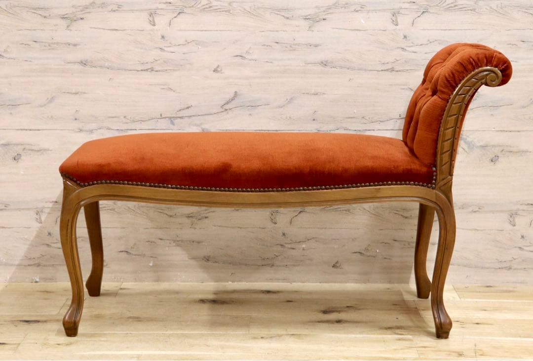 GMIS115A○イタリア製 片肘ベンチ 2人掛けソファー ファブリック 鋲打