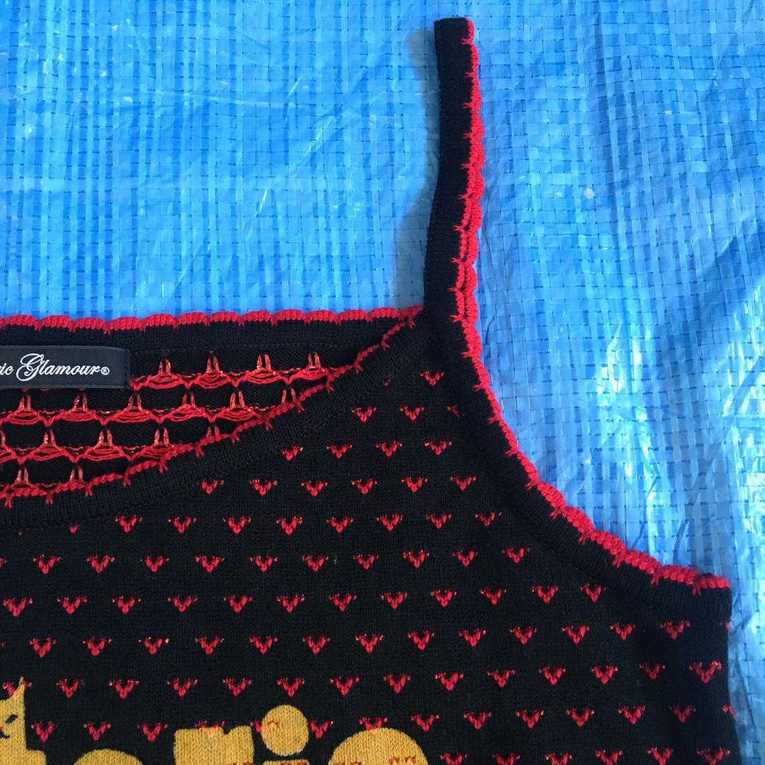 極美品⬛︎ヒステリックグラマー⬛︎ニットキャミ⬛︎ラメ⬛︎ネコ⬛︎ハート総柄