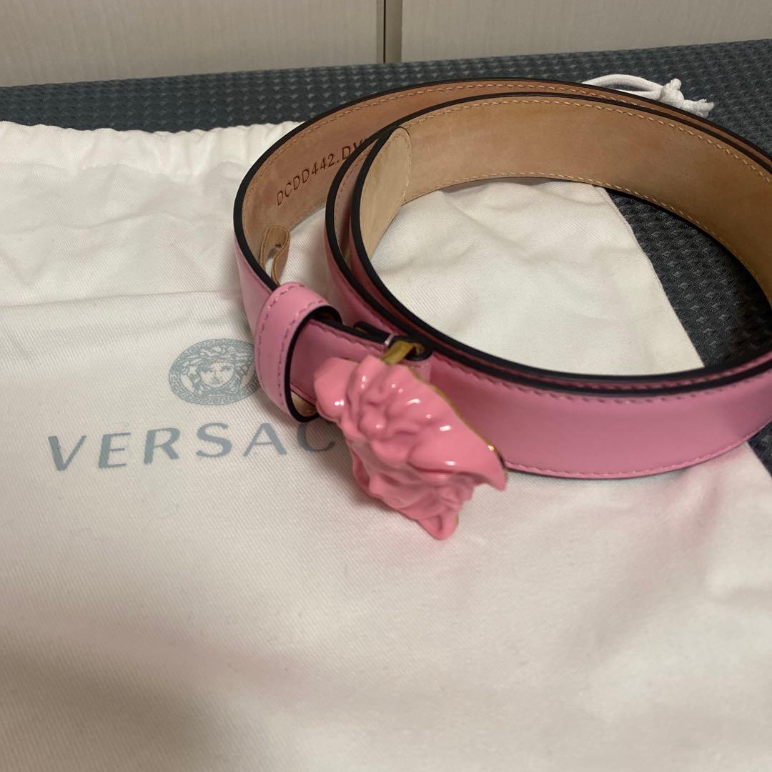 新品 VERSACE メドゥーサ スライド ベルト ピンク 80/32