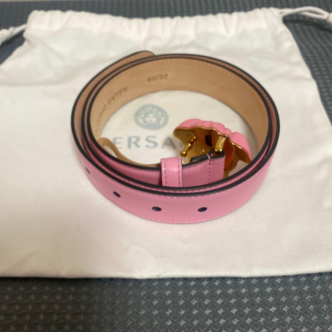 新品 VERSACE メドゥーサ スライド ベルト ピンク 80/32