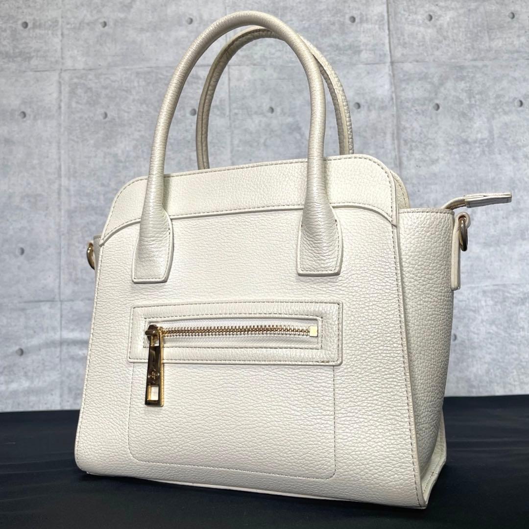 専用品HAMANO ハナエル ミニボクシー オフホワイト 2WAYハンドバッグ