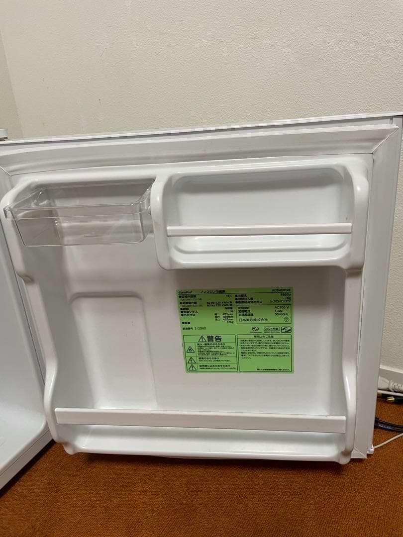 comfee1ドア冷蔵庫 2024年製 45L RCD45WH/E