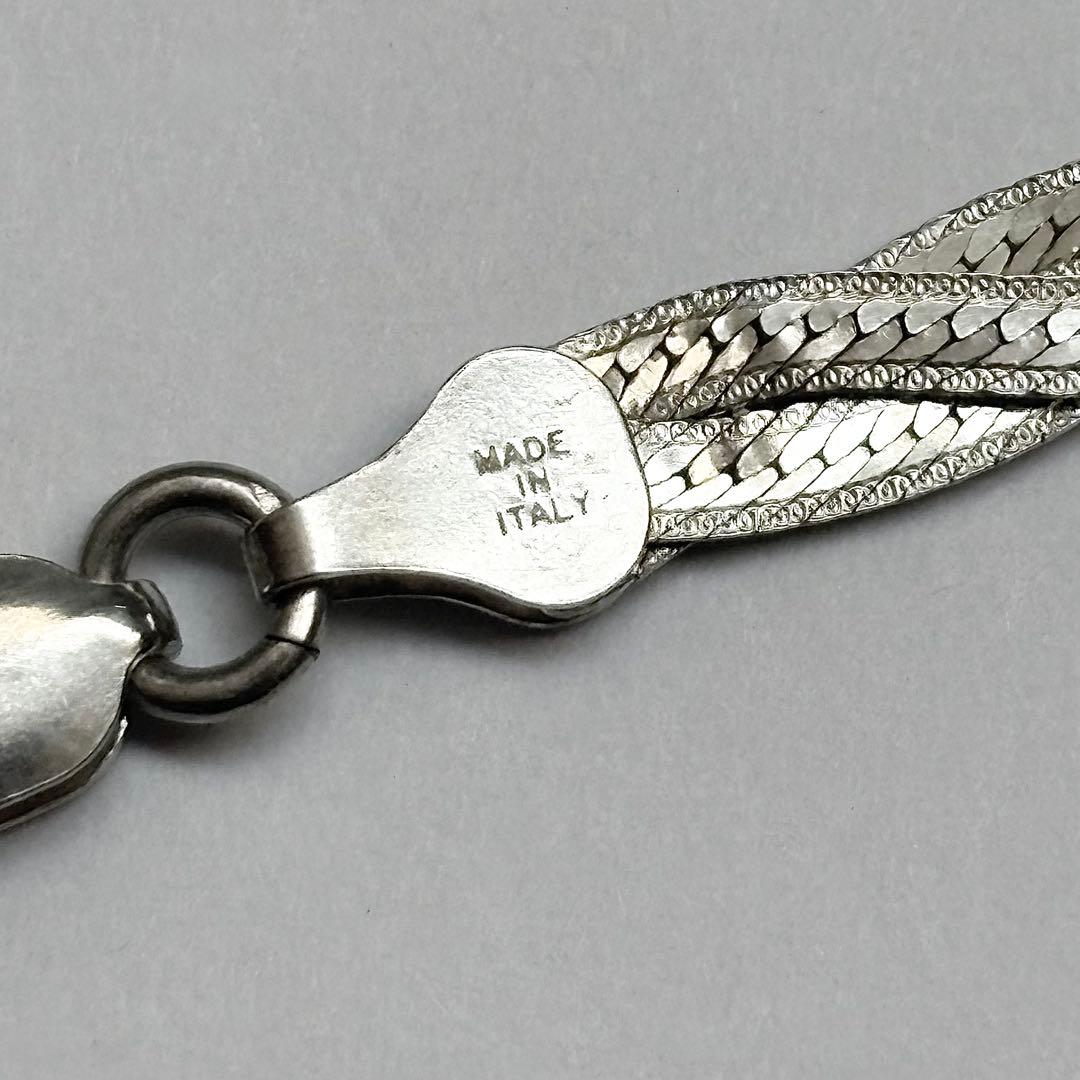 イタリアンシルバー 925 編込み フラットロープチェーンブレスレット